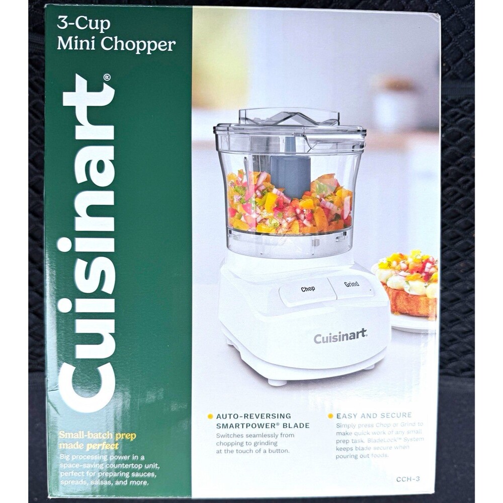 Cuisinart CCH-3 3-Cup Electric Mini Food Processor White/Clear w/ Bowl